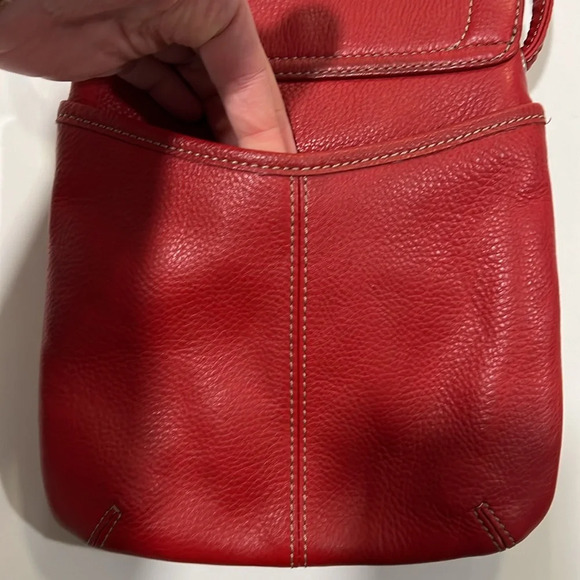 Tignanello - crossbody, red pebbled leather, 24” strap - Picture 7 of 13